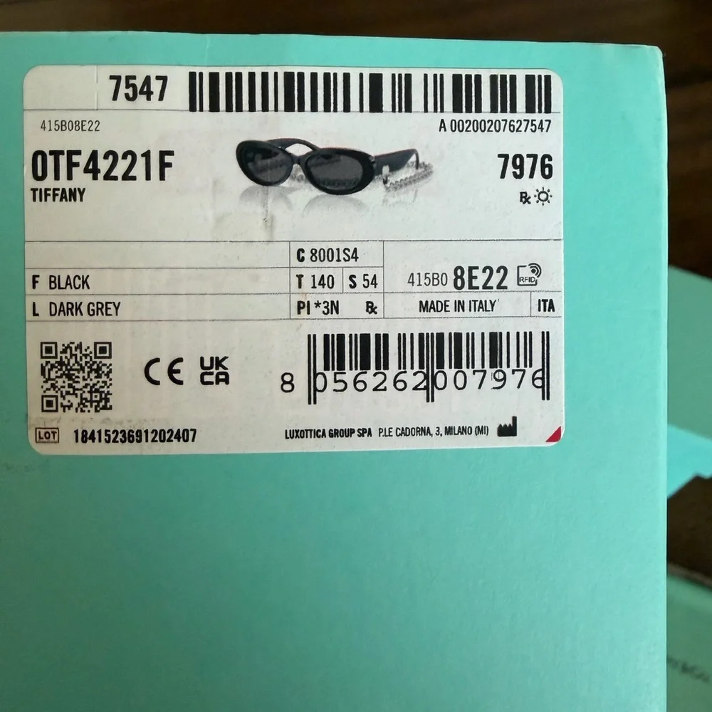 Tiffany & Co. Black Sunglasses with Silver Chain - Picture 8 of 10